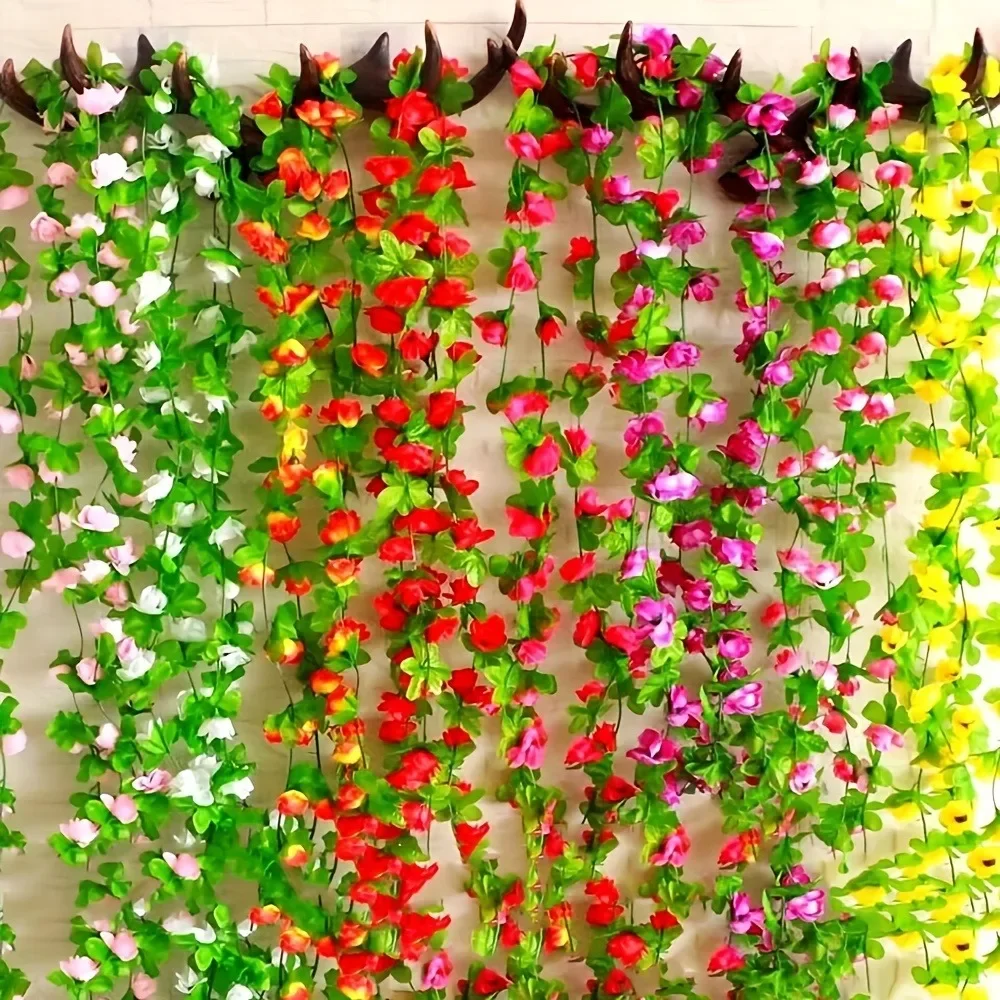 40 Flower Head 2.3M Artificial Multicolor Rose Vine Garland Wedding Arch Decoration Fake Plant Leaf Vine Tailings Artificial Flo