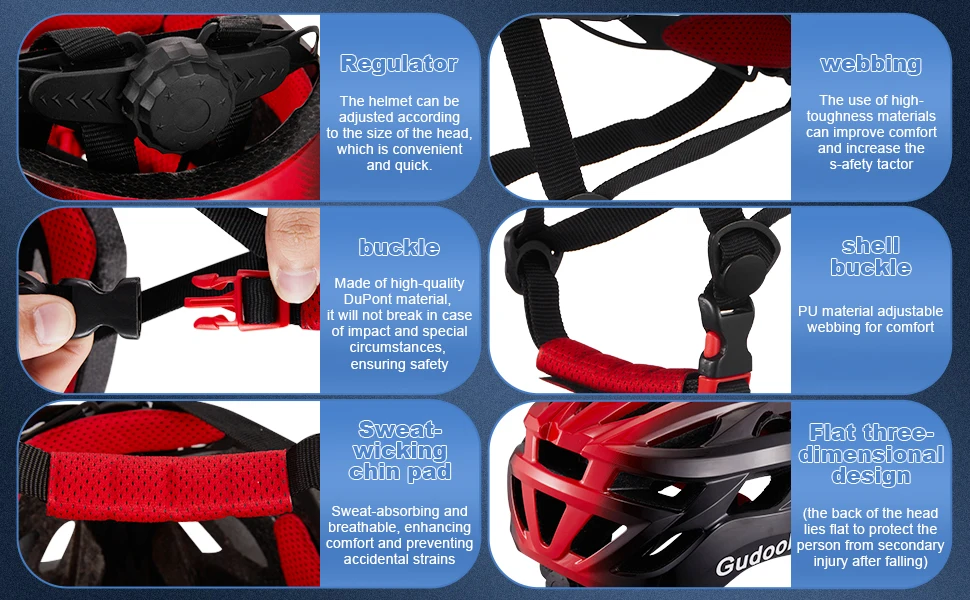 Fahrradhelm, Fahrradhelm für Erwachsene, Männer und Frauen, Mountainbike-Rennradhelme mit Zifferblatt-Passform, abnehmbarem Visier – Detail 4