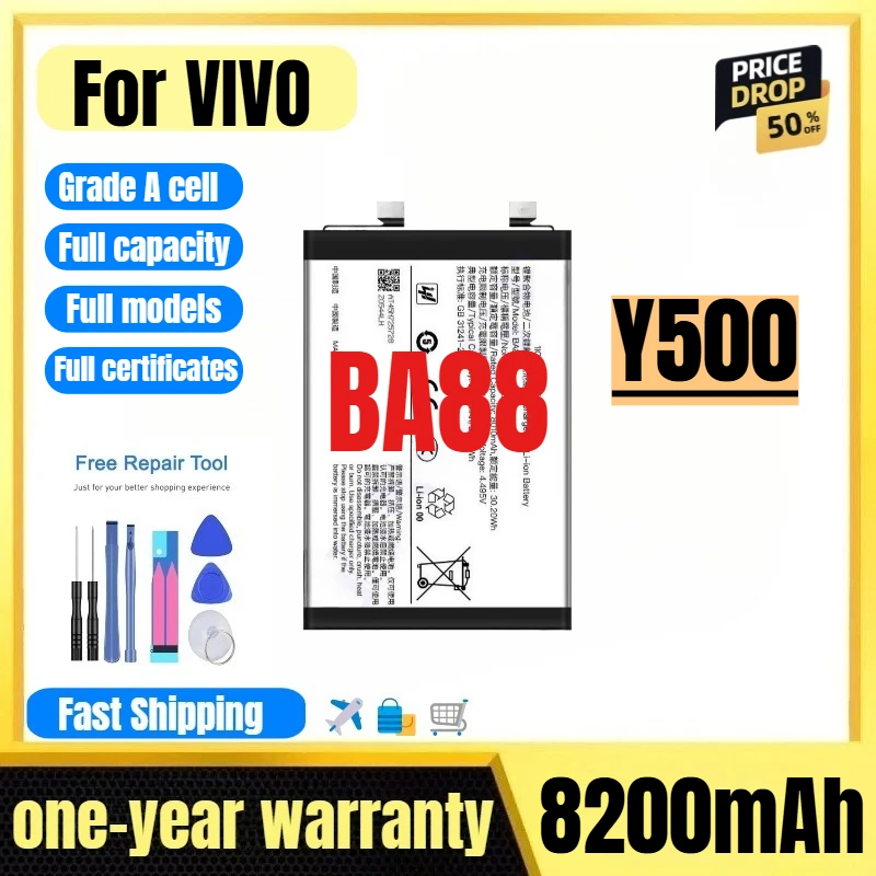 

BA88 for VIVO Y500 Mobile Phone Battery 0 Cycle High Quality High Capacity Battery Replacement Bateria Grade A Cell with Tools