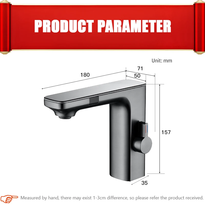 LED Digital Touchless Faucet Bathroom Infrared Motion Sensor Tap Basin Sink Hot Cold Mixer Brass Crane Modern Luxury Battery Tap