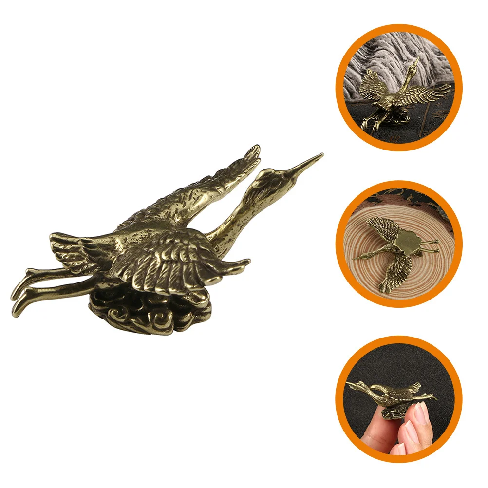 

Metal Brass Miniature Crane Ornament Vintage Desktop Decoration Retro Style Home Office Relaxing Atmosphere Statue