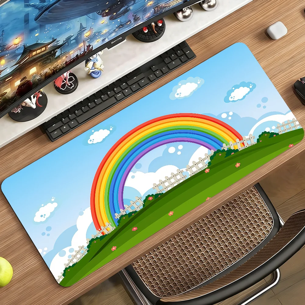 Gaming Keyboard Blue - Çizgi Film Mavi Gökyüzü Gökkuşağı Çimlik