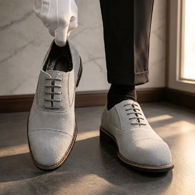 

Size 38-46 Retro Men Casual Leather Shoes Men Matte Surface Casual Lace-up Business Office Derby Shoes Wedding Party Shoes