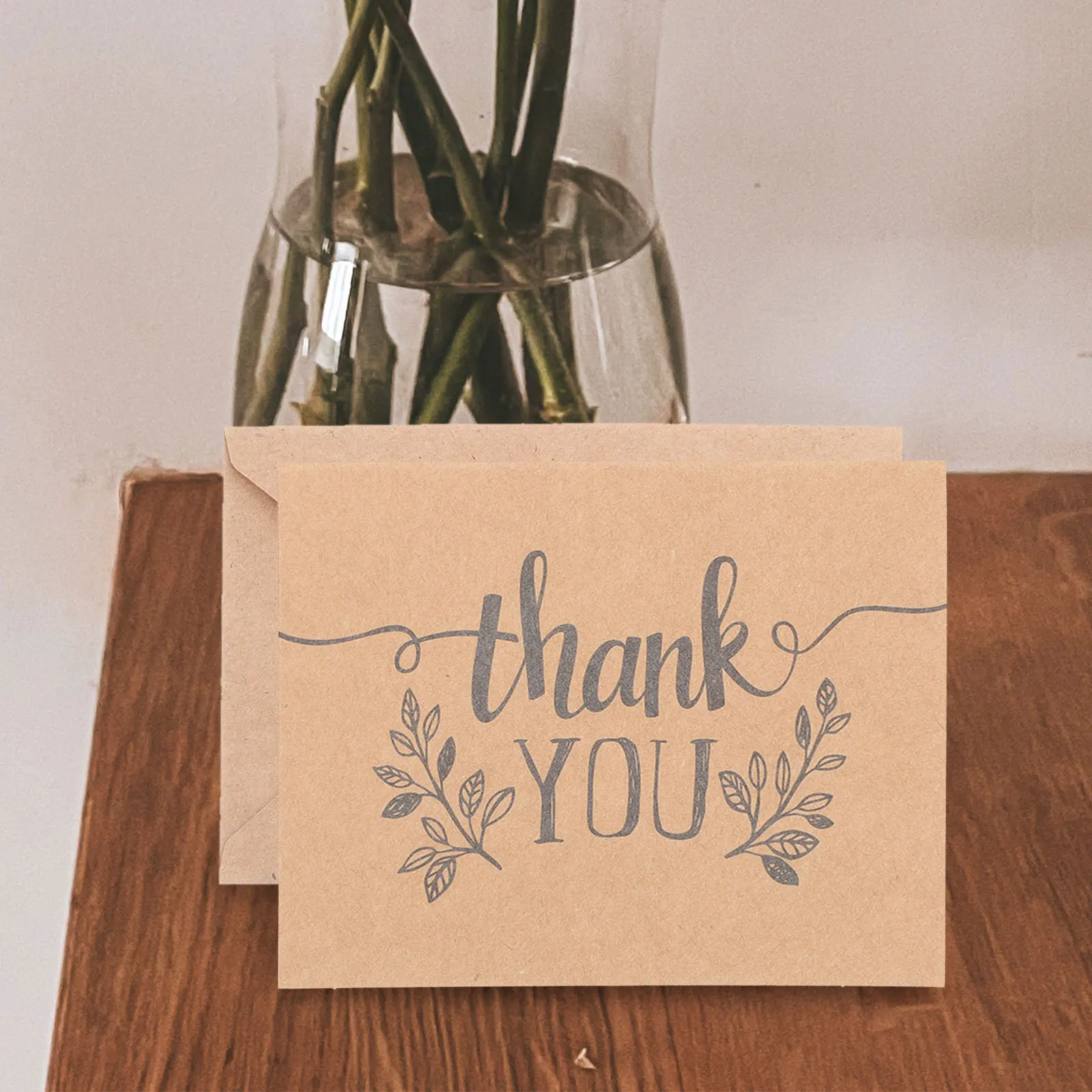 16 set Thank You Cards Kraft Paper Blank Inside For Small Business Flower Shop Bakery Spa Bulk Greeting Postcards Printing