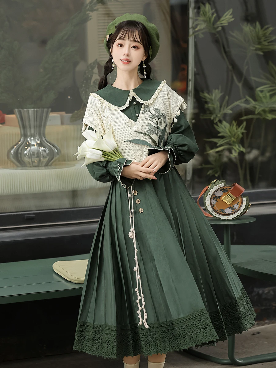 

Дизайнерский подарок, оригинальное милое платье ханьфу в стиле Лолиты, новый комплект платьев хань с элементами хань в китайском стиле