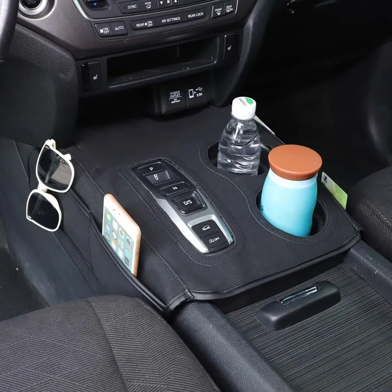 

For Honda Pilot 2016-2023 High-solid Sheepskin Leather Black Car Center Console Protective Cover Trim Interior Car Accessories