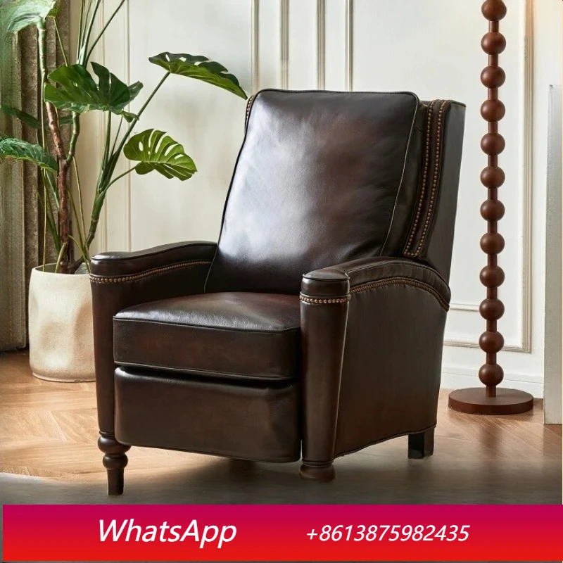 

LTT retro leisure chair full leather living room single sofa furniture