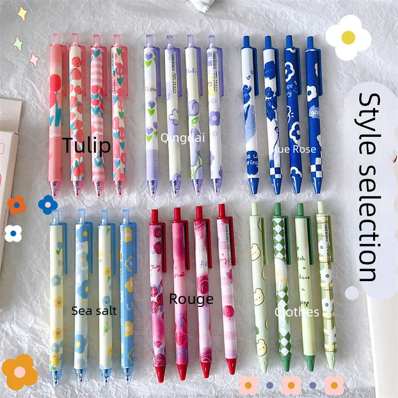 

Ручка Flower Department Press Pen 4, высокоцветная студенческая гелевая ручка St Head, черная ручка с кистью, ручка-кисть, стеклянная авторучка