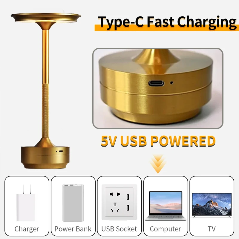 

Suitable for restaurants/bars/families/courtyards/offices, 2-piece portable LED UFO desk lamp, rechargeable 3-color stepless dim