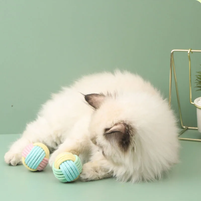 

Interactive Cotton Rope Toy Balls for Cats Pet Toys Cotton Balls Scratching and Biting Toy Balls Training Interactive Toys