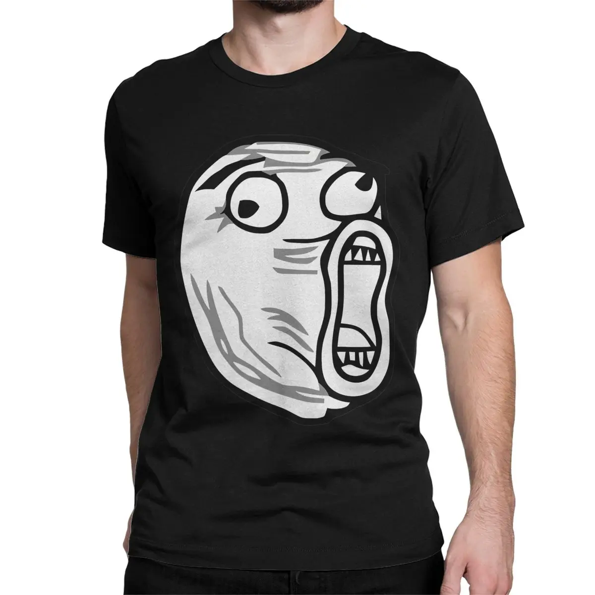 Men Women T-Shirts Trollface Meme Humor Cotton Tees Short Sleeve Rage Comic Funny Anime T Shirt Crewneck Clothing Gift Idea