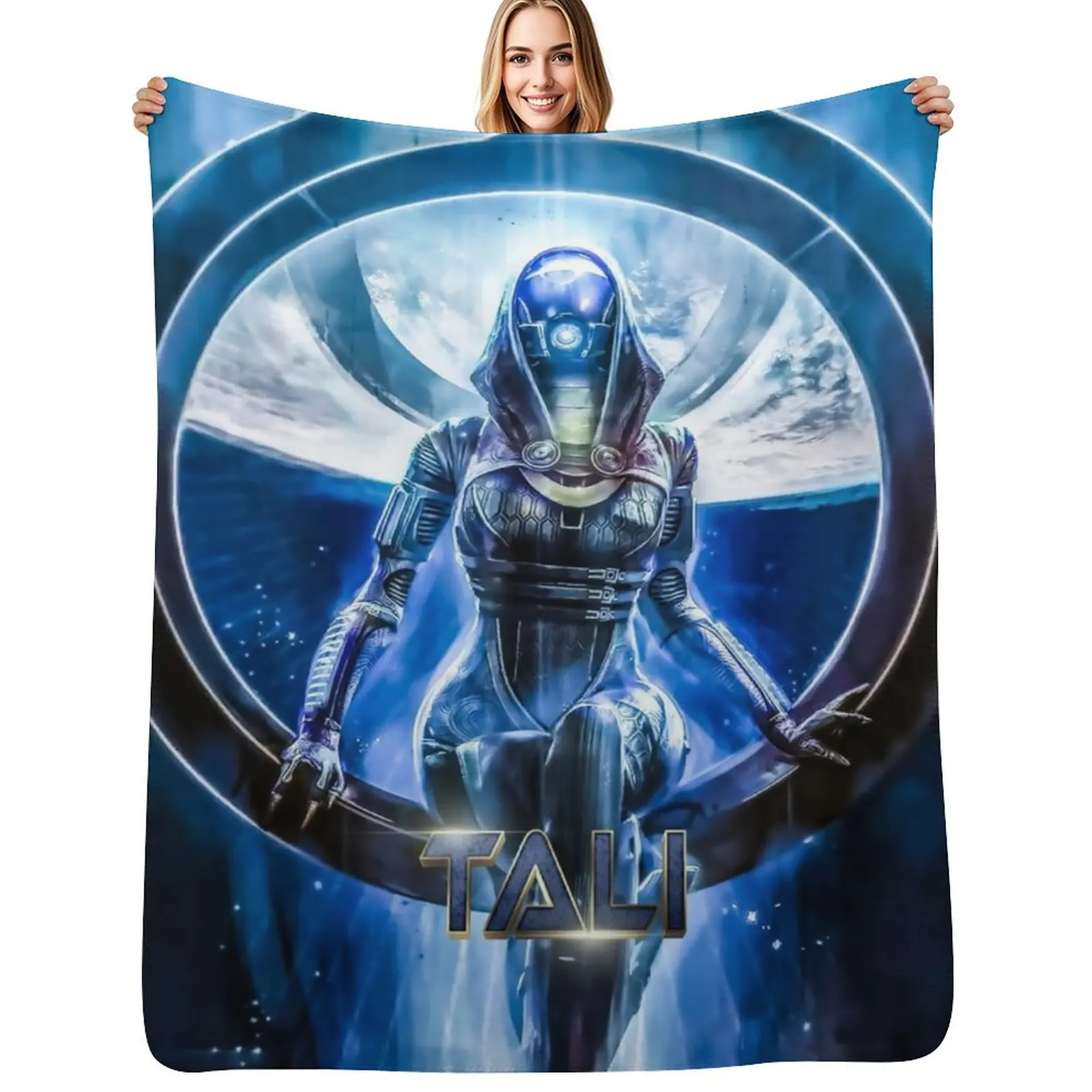 

Mass Effect - Tali Throw Blanket for winter Plush bed plaid Polar Blankets