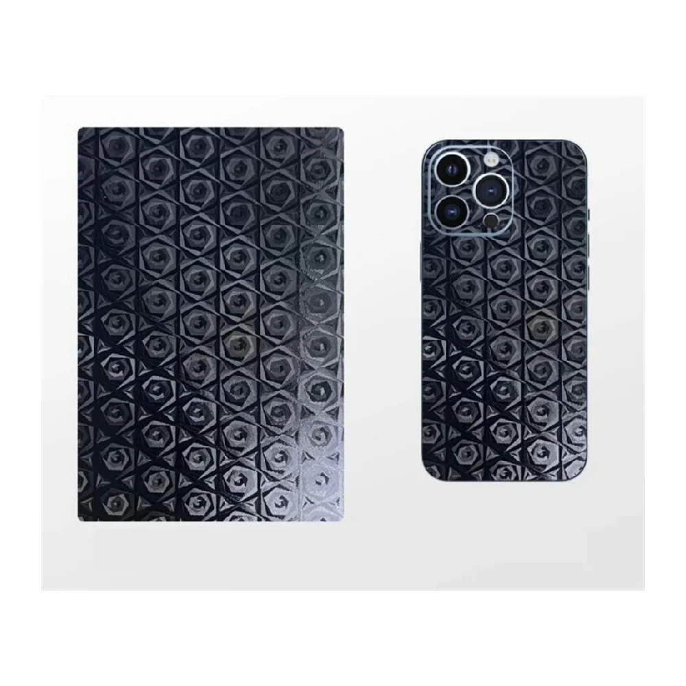 VORMIR 50 Stück schwarze Textur geprägte Telefon-Rückseite, Aufkleberbögen, individuelle Handy-Displayschutzfolie für Filmschneidemaschine