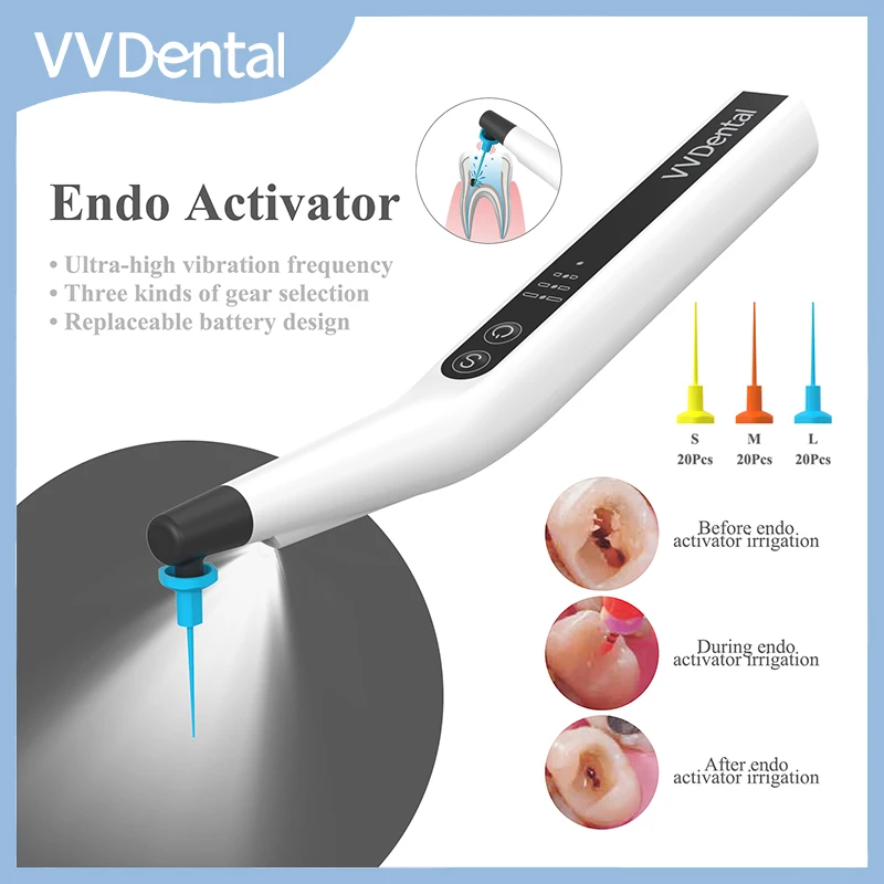 

VVDental Endo Activator Sonic Root Canal Irrigator LED With 60Pcs Tips Endo File Endodontic Cleaning Irrigating Dental Endomotor