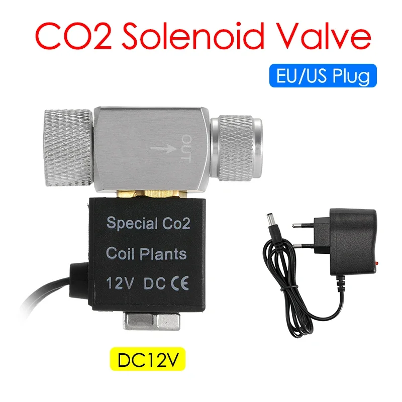 Aquarium Solenoid Valve CO2 System Regulator Aquarium Accessories Electric Low Temperature Magnetic Valve For Fish Tank DC12V