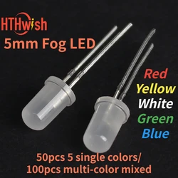 50/100PCS Fog LED Diode 5MM Blue Green Red White Yellow Led Lights Diodes 5Colors Kit