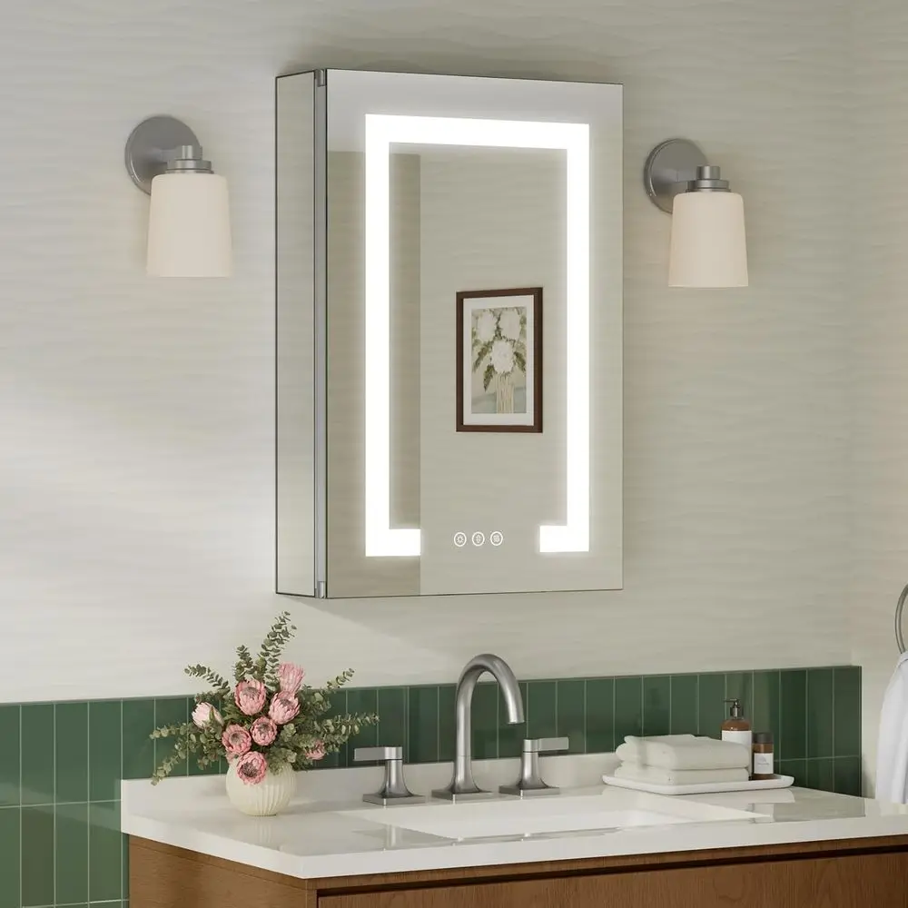 

Medicine Cabinet with Lights, 16x24 inch, Only Hardwired, Anti-og/3 Col/Dimmable, AL Alloy, 2 Outlets & USBs, ETL Listed, Wall M
