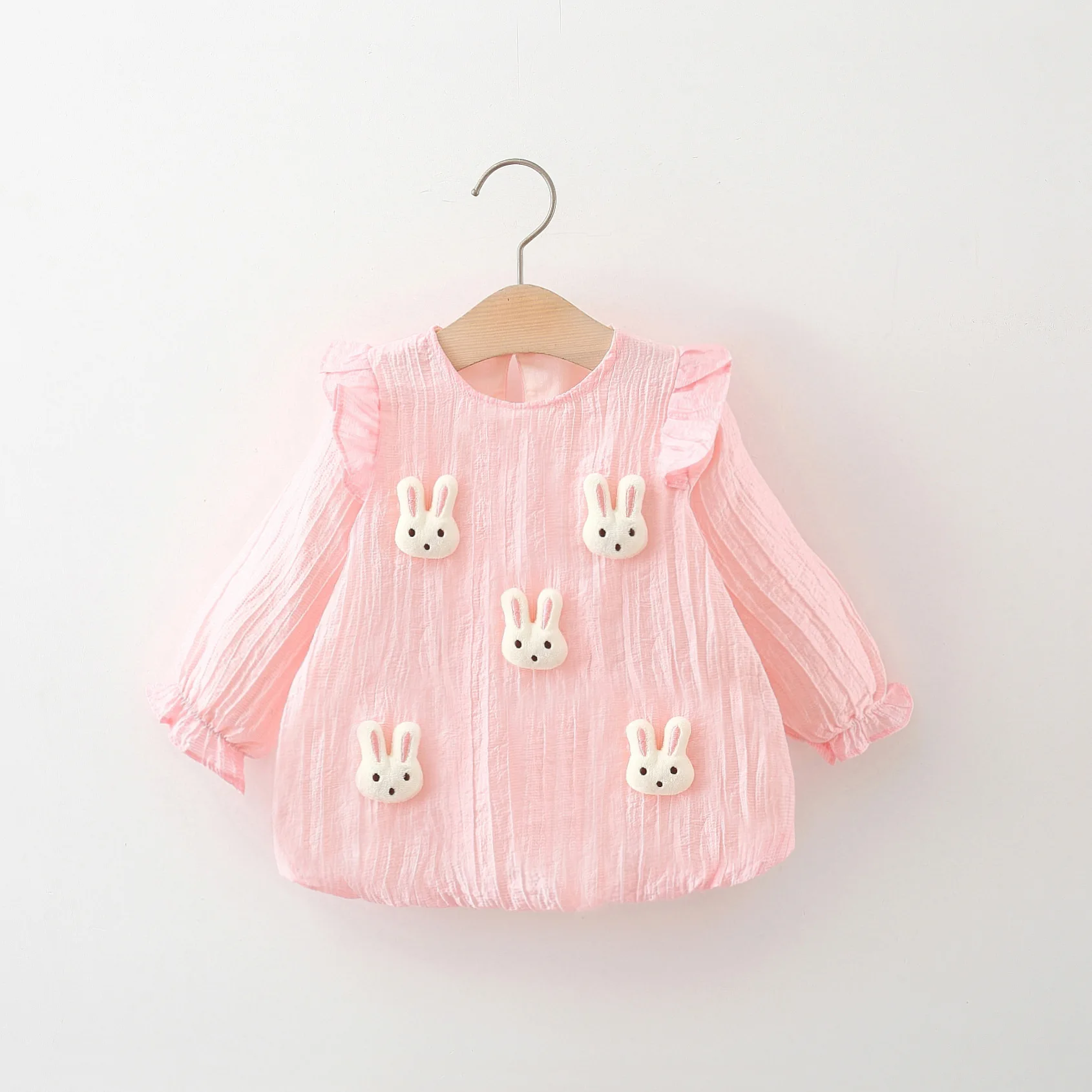 

2024 autumn baby new soft girl dress five rabbits cartoon long-sleeved kids clothes ropa de niña