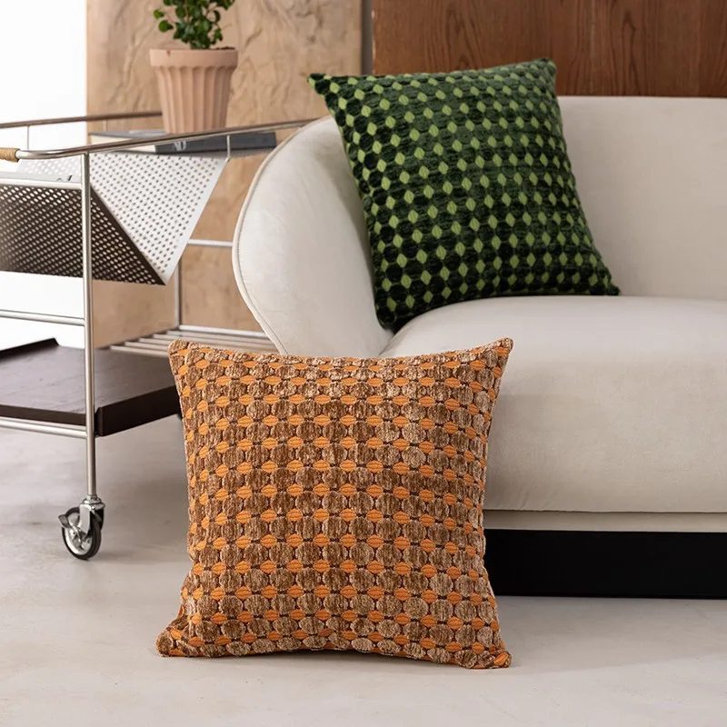 Textured Chenille Pillow Cover Set | Geometric Dot Weave Cushion Cases | Modern Farmhouse Warm Tone Sofa Bedroom Decor Throw