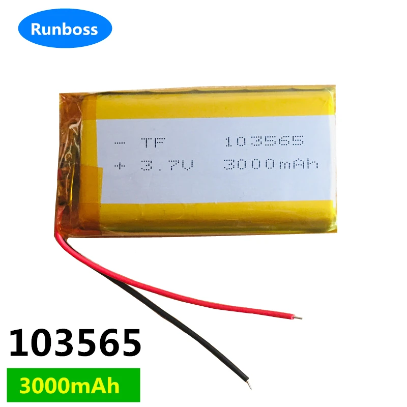 1-10pcs 2 Wires 103665 Lithium Polymer Battery 3.7V 3000mAh For GPS MP5 Open Source Console Miyoo Mini Plus Game Machine Battery