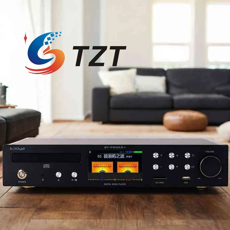 TZT فضي/أسود BY-PROCD1 HiFi مشغل أقراص مضغوطة بث رقمي 2xAK4493SEQ DAC فك مع شاشة ملونة 4.6 بوصة 220 فولت