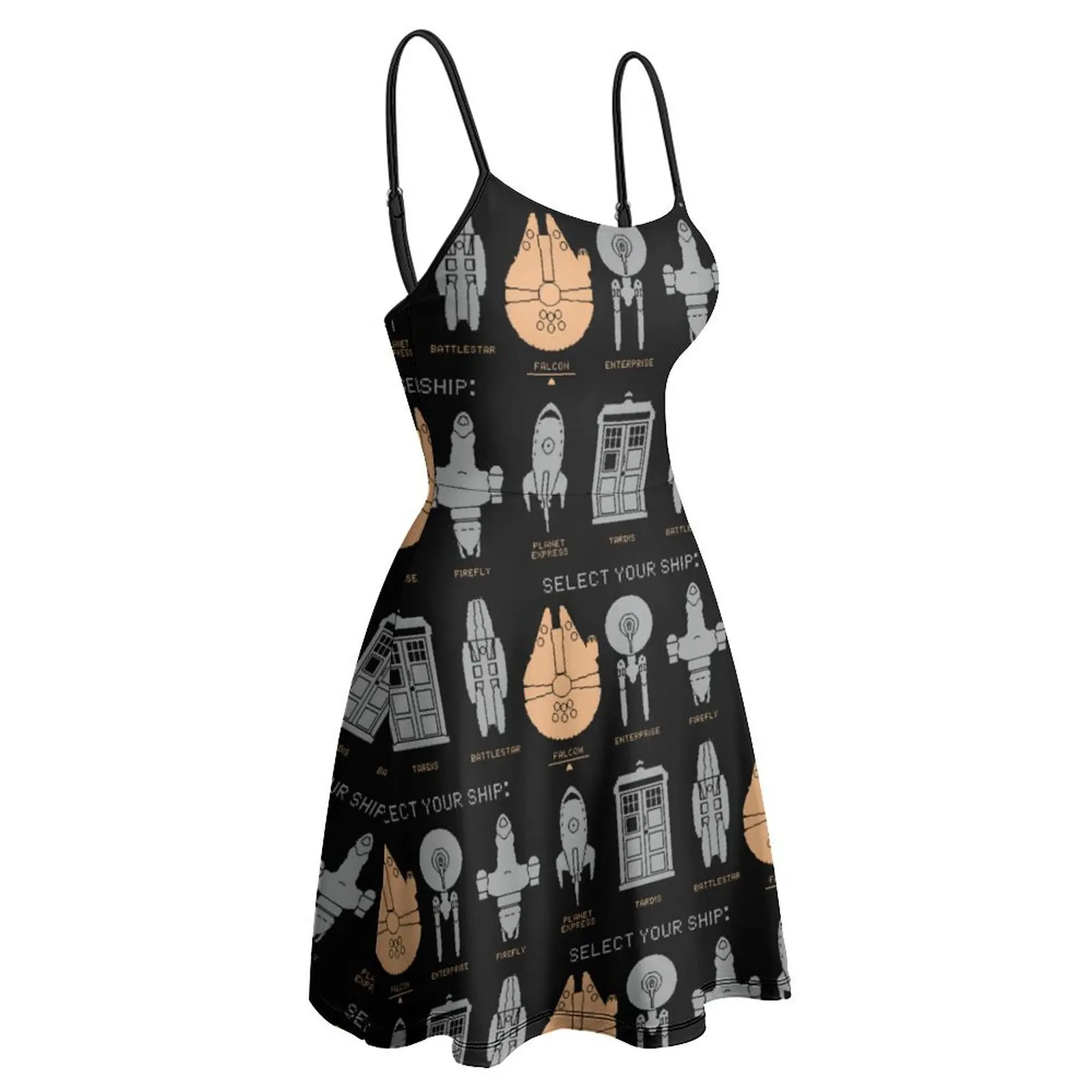 الغريبة أيقونية الخيال العلمي السفن الإبداعية المرأة فستان بكتافة الملابس النسائية الفكاهة الرسم عطلة اللباس