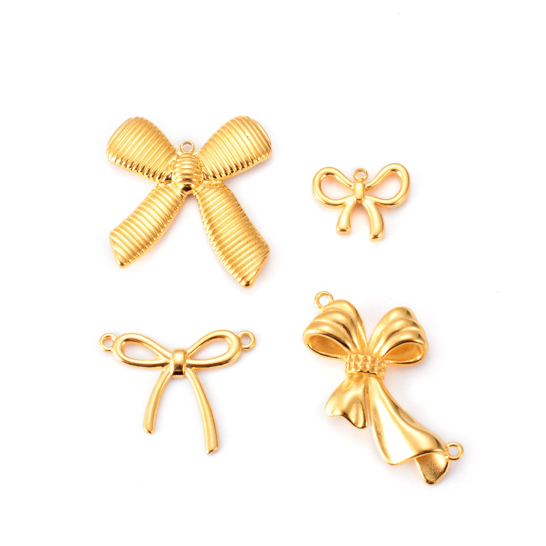 

6pcs/lot Gold Plated Stainless Steel Bowknot Charms for Jewelry Making Earrings Necklace Pendants Accessories