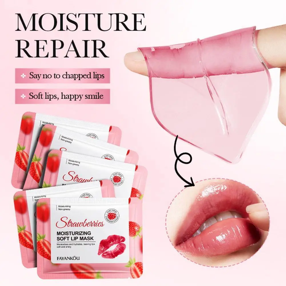 

Strawberry & Aloe Moisturizing Lip Mask Nourishing Smoothing Plump Lip Patches Repair Fade lip lines Skin Care Products