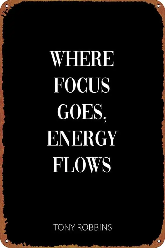 Tony Robbins Quote Self-Improvement Posters Vintage Tin Sign Unique Metal Wall Decor for Home, Bar, Diner, Pub, 8 x 12 Inch sign