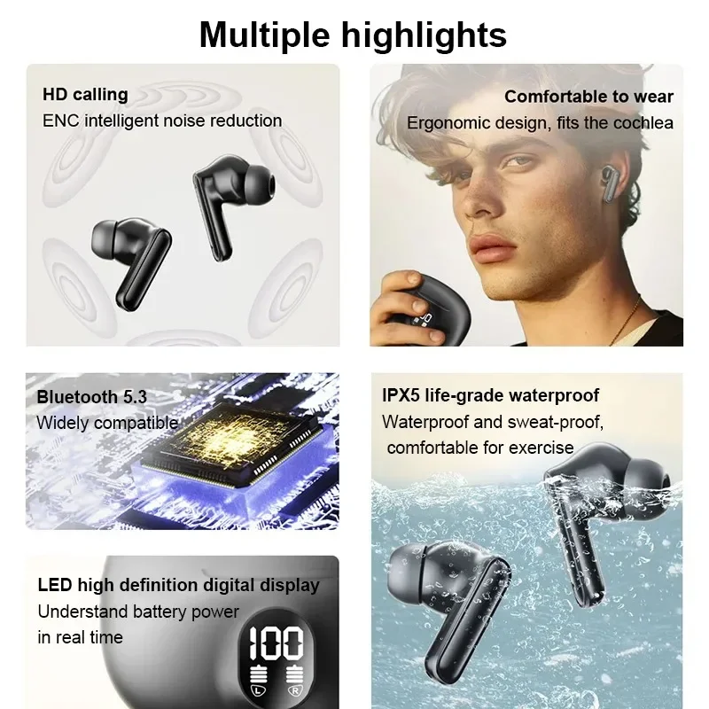NEW S510 TWS Wireless Headphones LED Power Earphones Digital Display Headset Stereo Sound Bluetooth-compatible for Xiaomi image 5