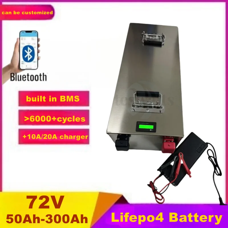 

batterie au Lithium 72V 50Ah 70Ah 100Ah 150Ah 180Ah 200Ah 300Ah Lifepo4 pour 3KW 7KW 10KW 14KW Bus touristique deux roues