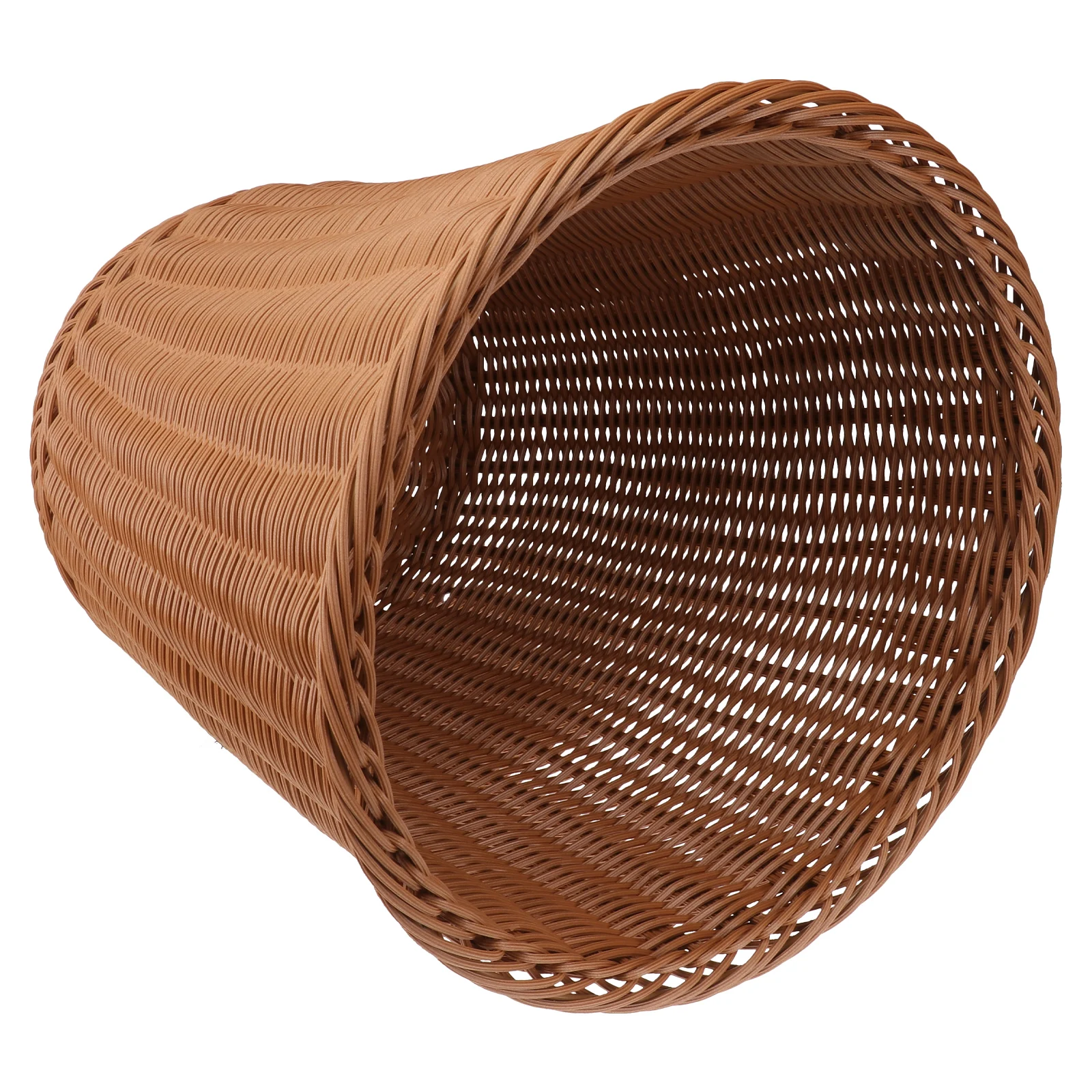 

1pc Stylish Rattan Woven Trash Can Small Kitchen Bedroom Garbage Bin Eco-Friendly Household Decor Simple Design Light