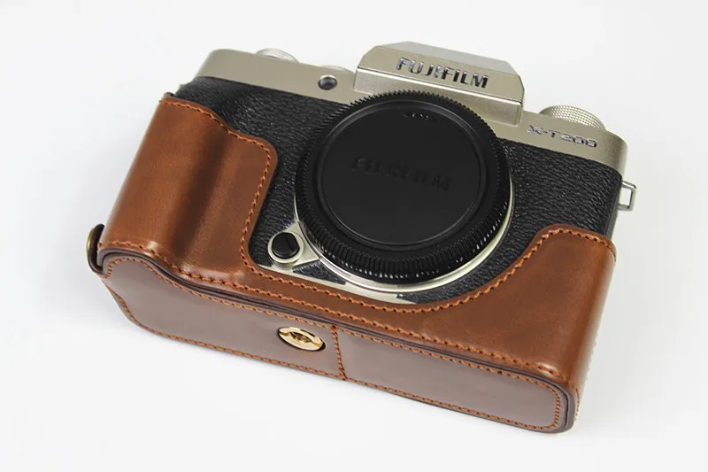 Kamera video tasche pu leder fall halbkörper basis schutz für fujifilm X-T200 fuji xt200 schützende öffnung boden abdeckung