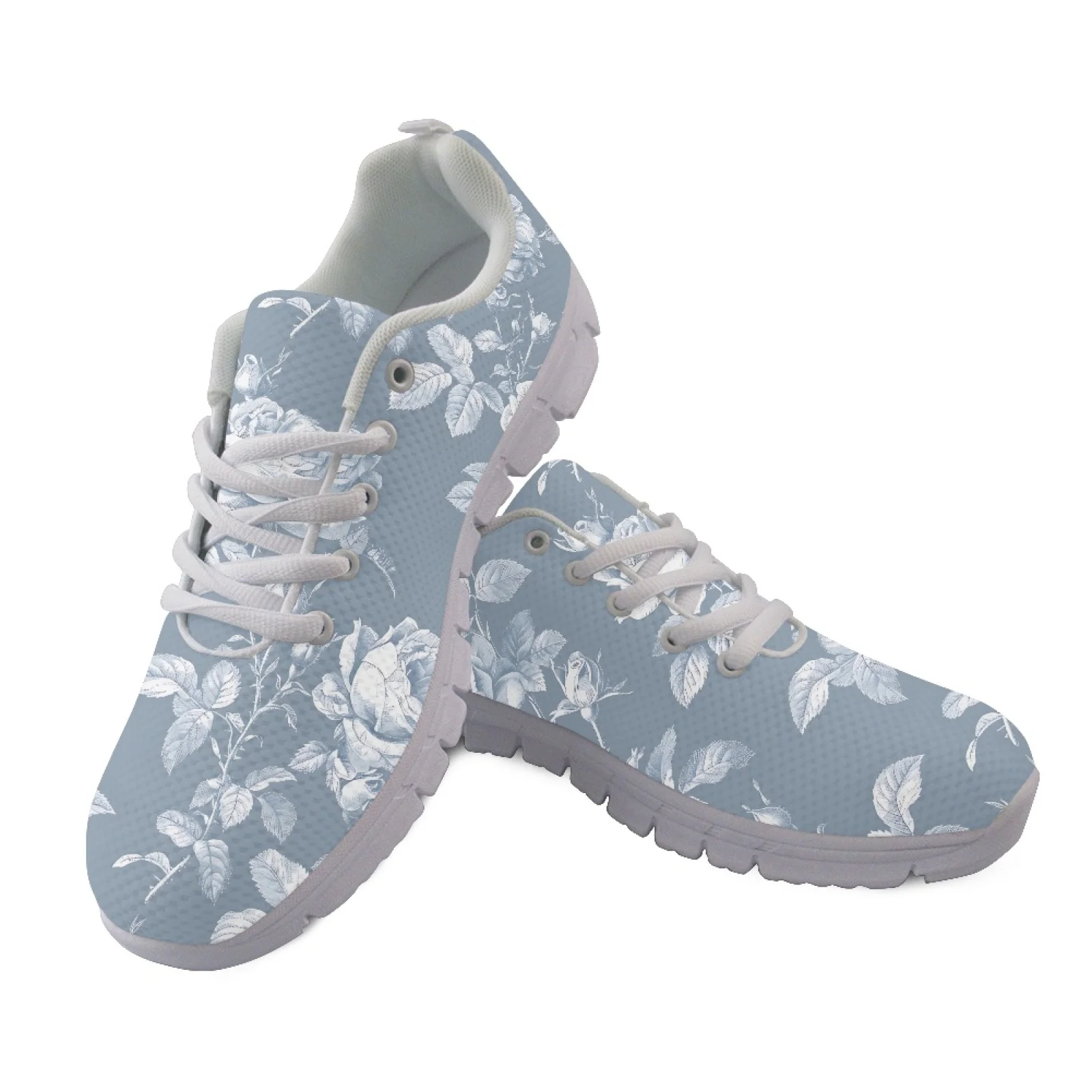 Coloranimal Blue Rose Print Non-slip Sole Sports Shoe for Women Mesh & EVA Sole Women Running Shoes for Office