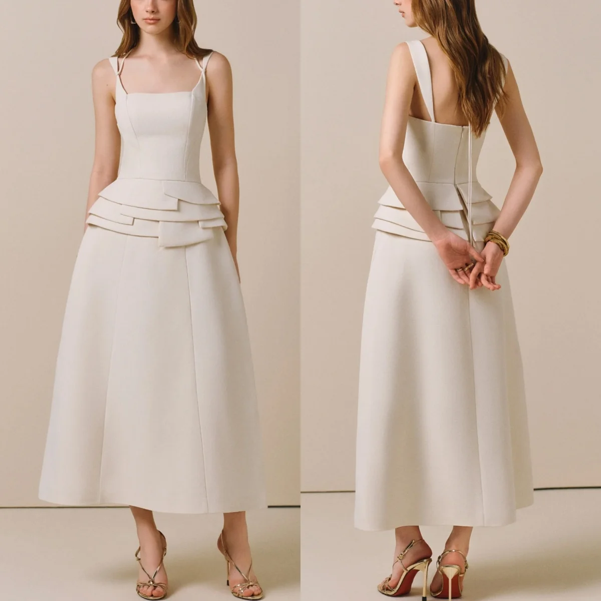 customizedCustomized Temperament Square Collar Spaghetti Straps Evening Dress Graceful A-Line Party Dress Fashion Zipper Back P