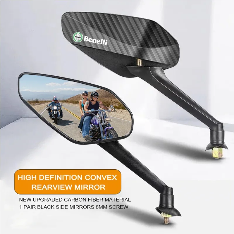 

For Benelli TRK 502 Leoncino 500 BJ500 250 Leoncino250 Adjustable Motorcycle Convex Mirrors 8mm Carbon Fiber Rearview Mirror