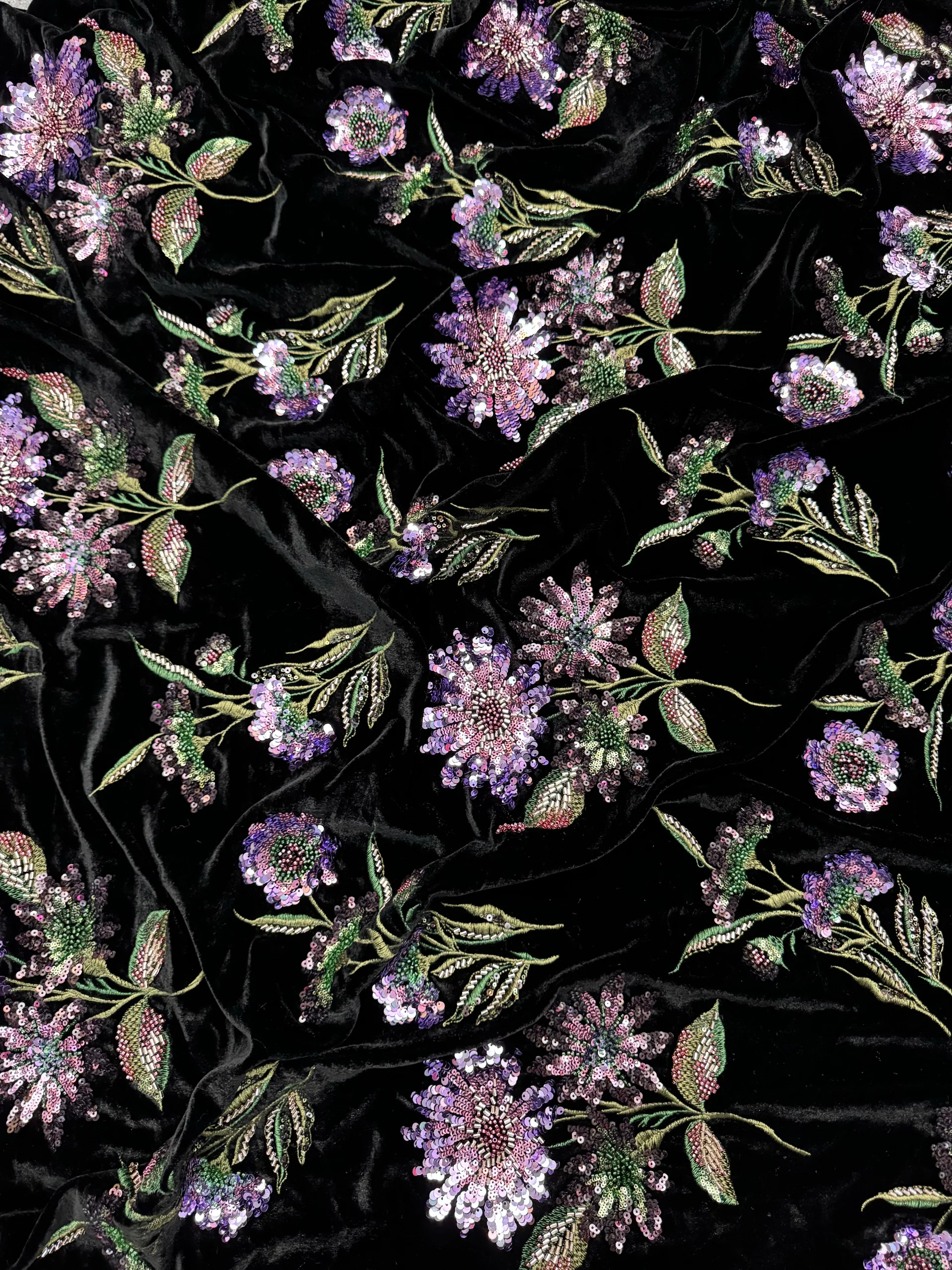 Heavy Embroidery Silk Velvet Fabric New Chinese Sle National Trend Jaet Clothing Material Handmade DIY Home Sponge Pad