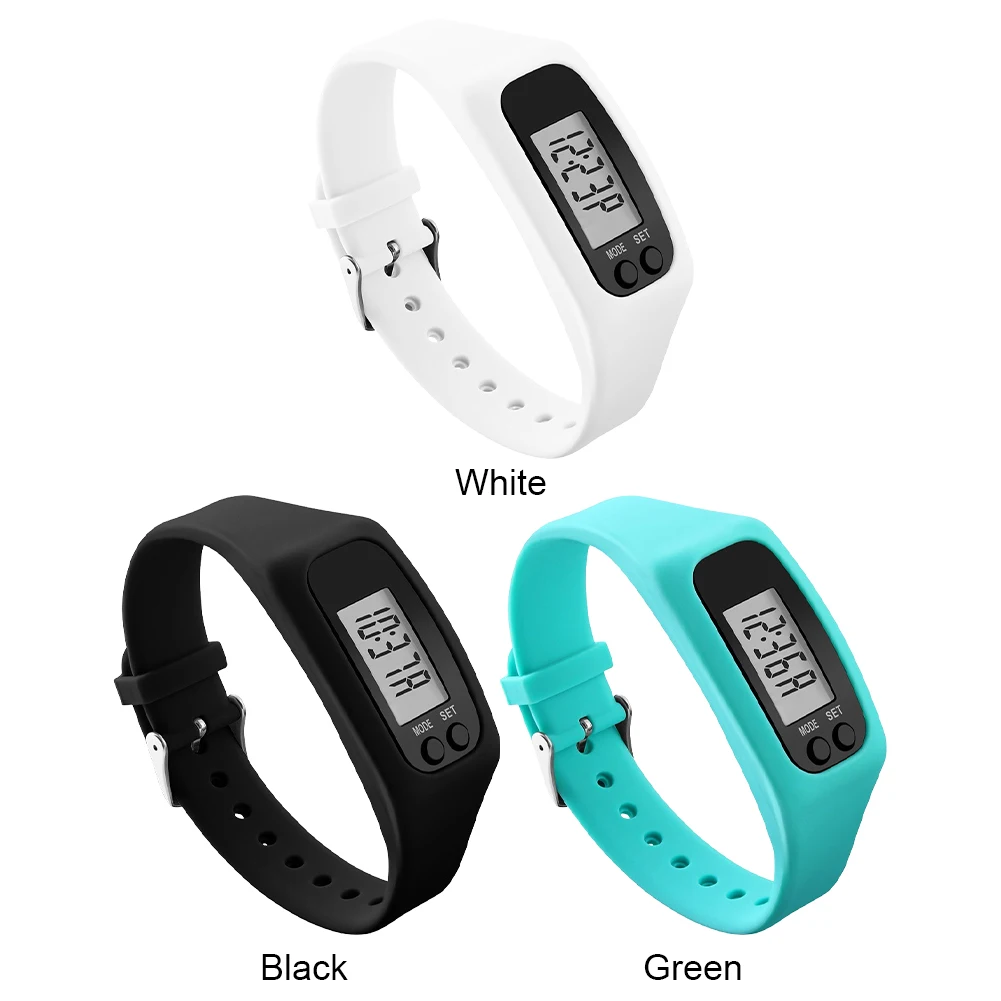 LED Pedometer Bracelet 12/24H Time Display Step Counter Watch Wrist Calorie Counter Walking Running Pedometer for Adults Kids
