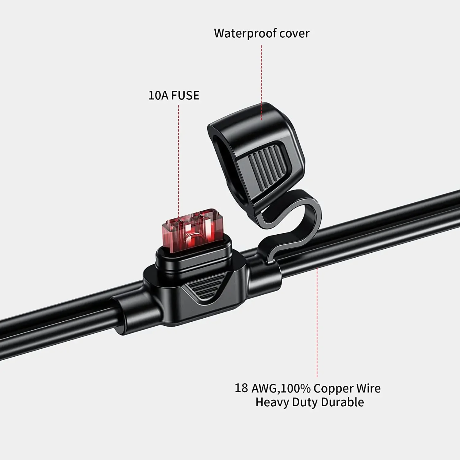 60cm SAE Extension Cable Adapter SAE to O Ring Terminal Harness Quick Disconnect 10A Fuse for Tractor Motorcycle Trucks Cars RV