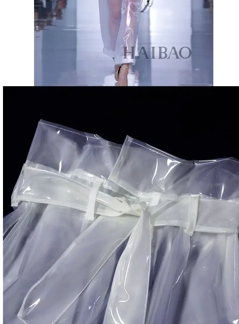 Modello a vita alta in PVC Show Live High STreet TPU Vedi attraverso pantaloni impermeabili Cantanti di moda Spettacolo dal vivo Costumi di cantanti di danza