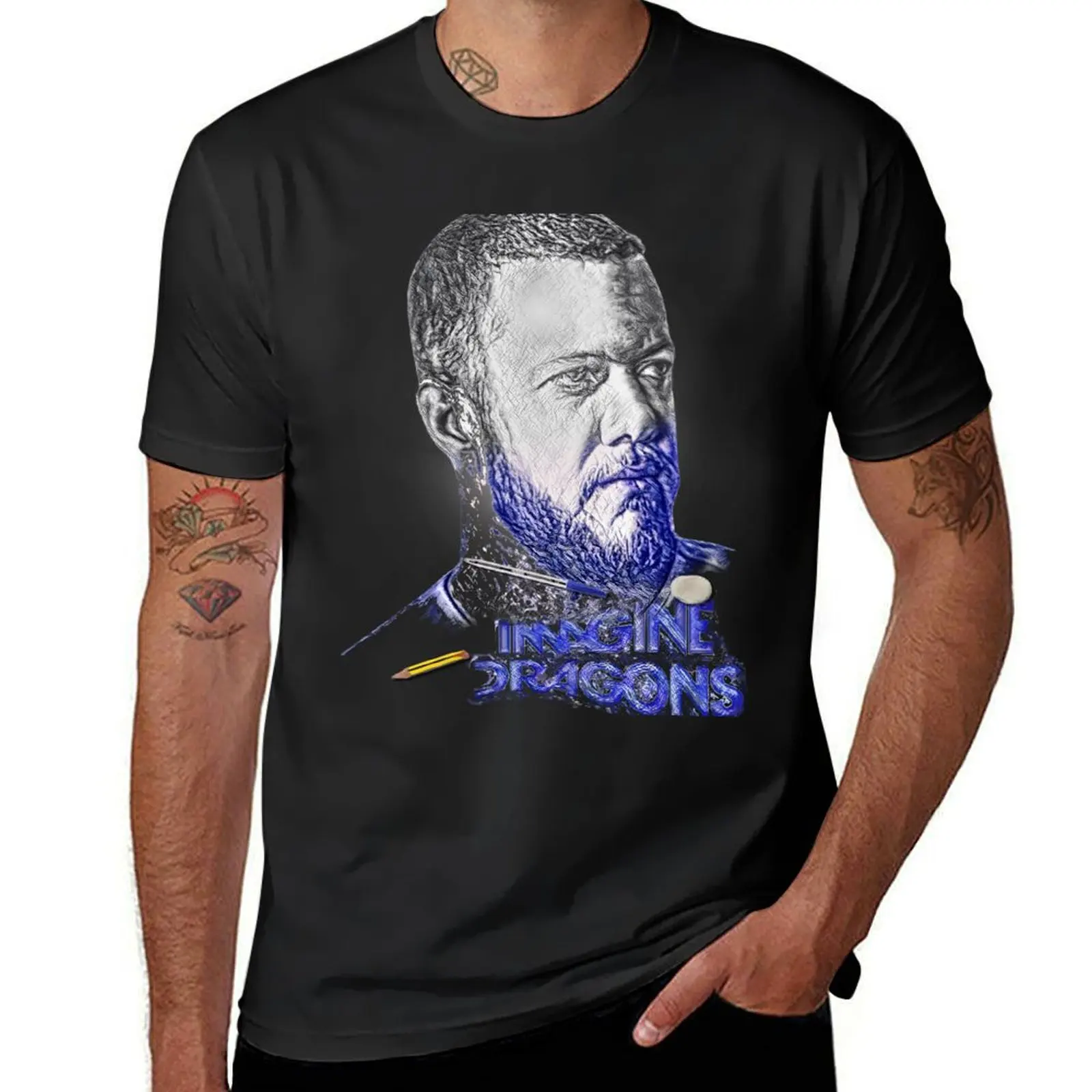 

Dan Reynolds in Sketch T-Shirt anime stuff funny meme t-shirts quick-drying Man t-shirt mens t shirts pack