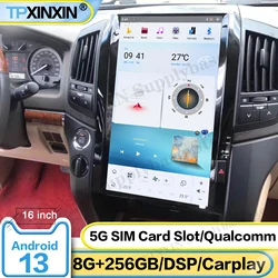 Vertical Screen Android 13 Radio Stereo Receiver For Toyota Land Cruiser 200 LC200 2008 2009 2010 2011 2012 2013 2014 2015 Unit