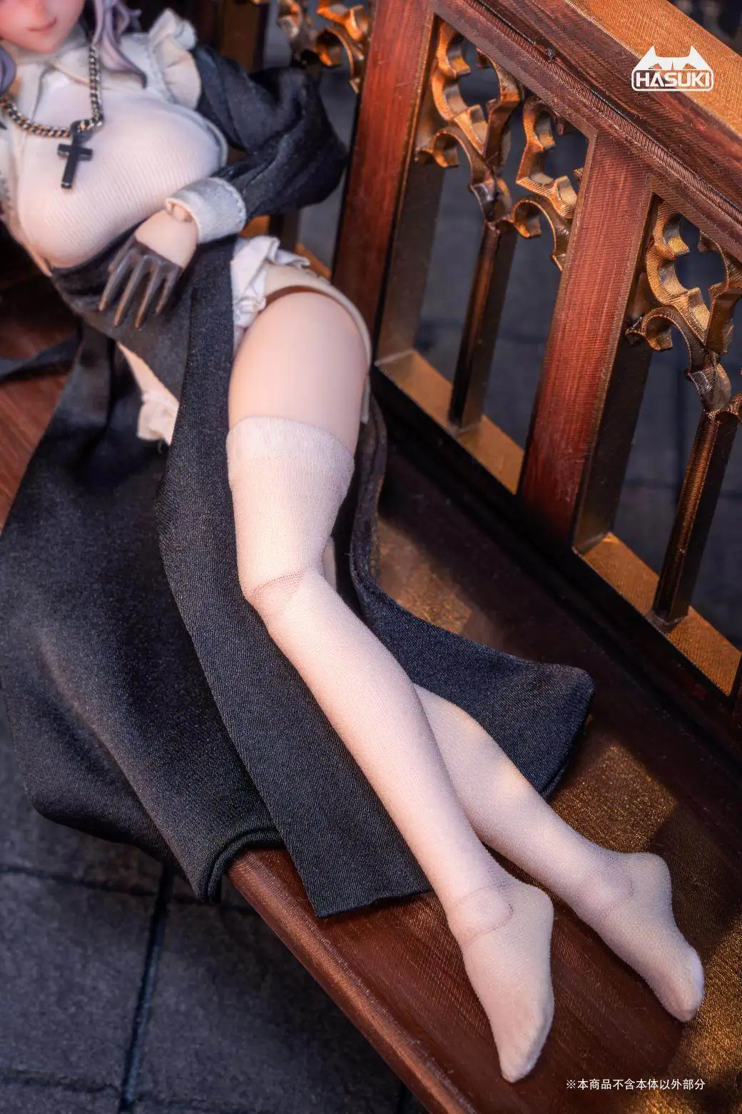 【Clothing Only】Hasuki CS017 CS018 1/12 Nun Long Dress Headscarf Necklace Stockings Clothes Set For 6inchs Mobile Suit Girl view 3