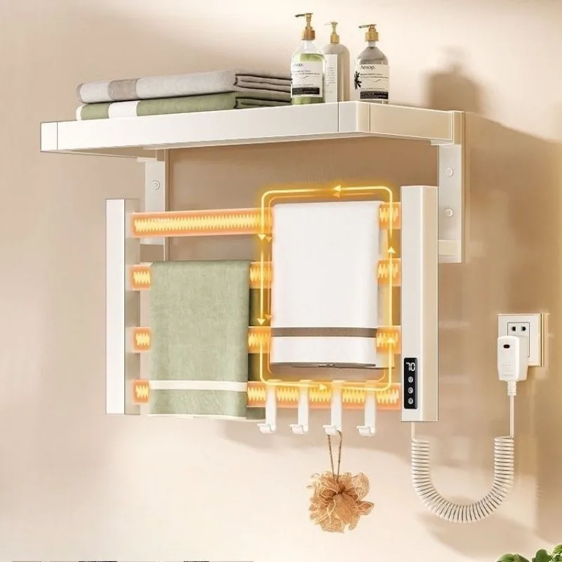 

Cream wind white electric towel rack, bathroom rack, household non-punching intelligent drying, electric towel rack