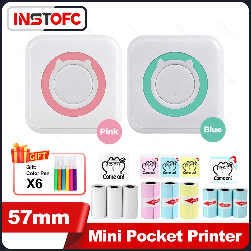 Pocket Mini Photo Thermal Printer Bluetooth Wireless Impresora Android IOS Handheld self-adhesive Cute Label Maker Home Office