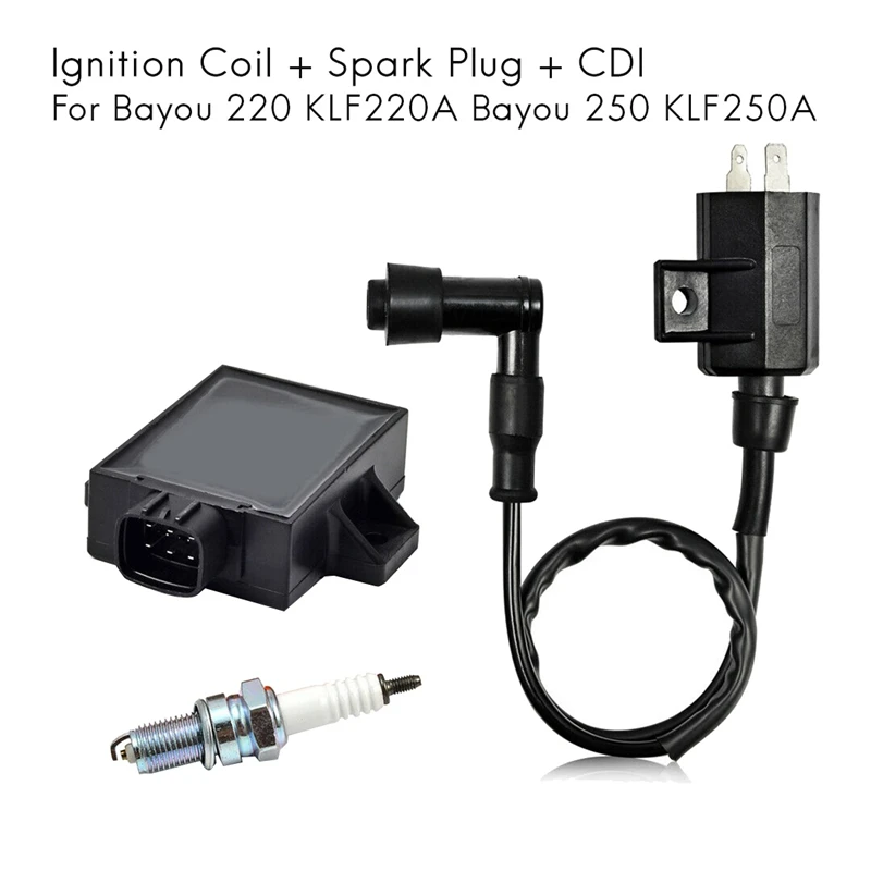 Motorcycle Ignition Coil Spark Plug CDI Kit 1996-2011 For Kawasaki Bayou 220 KLF220A Bayou 250 KLF250A