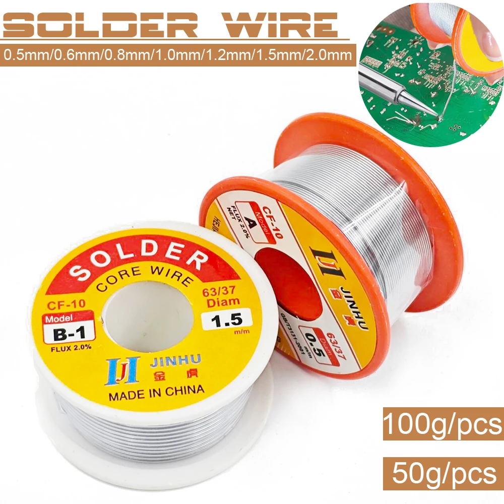 50g/100g CF-10 0.5/0.6/0.8/1/1.2/1.5/2.0MM 63/37 FLUX 2.0% 45FT Core Solder Soldering-Wire Roll For diy