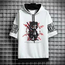 2024 Men's Sweatshirts Korean Fashion Harajuku Streetwear Short Sleeve Hoodies Men Summer Men Clothing Print Cartoon Hoodies Men