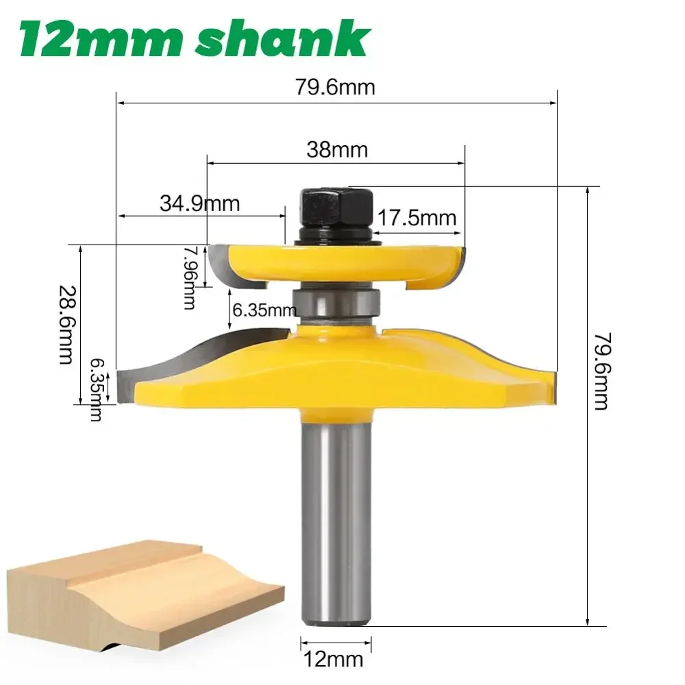 1PC 1/2 "12.7MM 12MM frez trzpieniowy rzeźba w drewnie panel podwyższony frez Ogee z tylnym frezem czopowy do stolarki