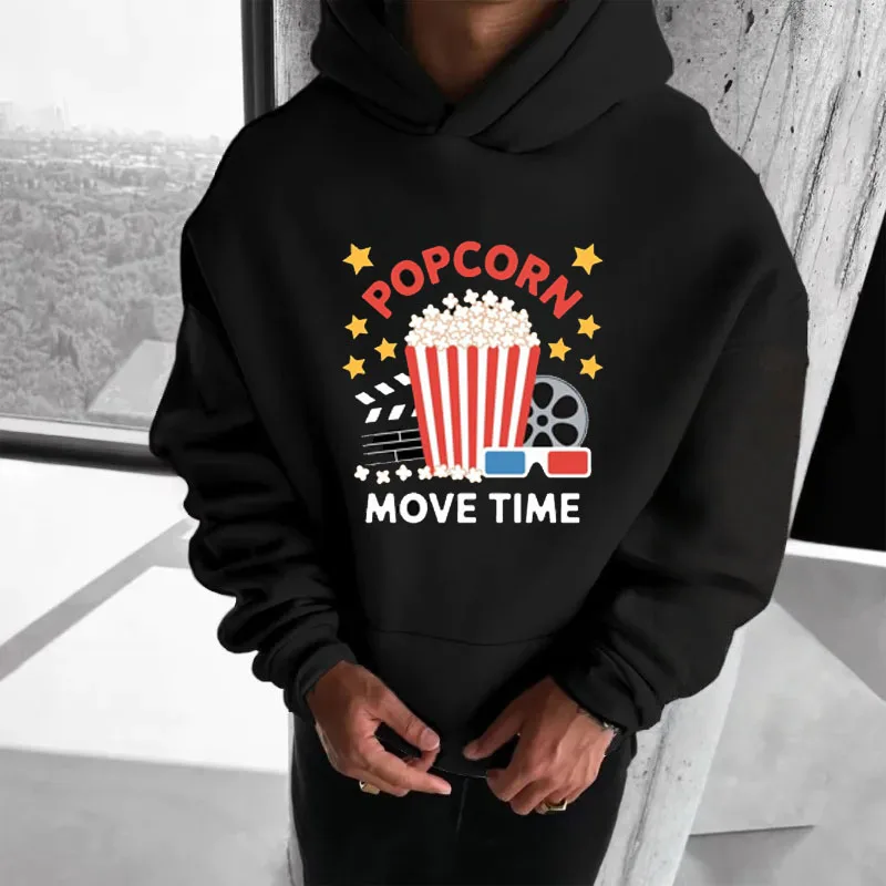 

Женская толстовка с капюшоном в стиле попкорн с рисунком фильма и принтом, новинка 2025, осенне-зимний топ с капюшоном и длинными рукавами, женская повседневная одежда
